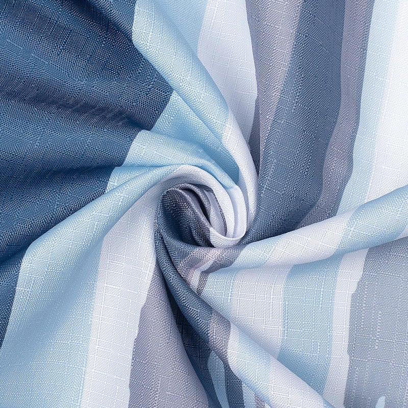 Sunlit Ombre Blue Textured Slubbed Fabric Shower Curtain  Blue and White Stripe Shower Curtains for Bathroom Decoration  Wave Striped Bathroom Curtains  71x71 - Image 5