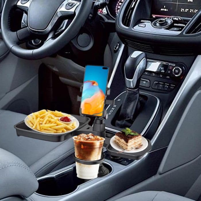 FEELING MALL Car Food Holder Tray,Car 4-in-1 Holder Expander - Adjustable Travel Food Table Tray, Multifunctional Car Holder Expander 360-degree Rotation for Travel Road Trip - Image 4