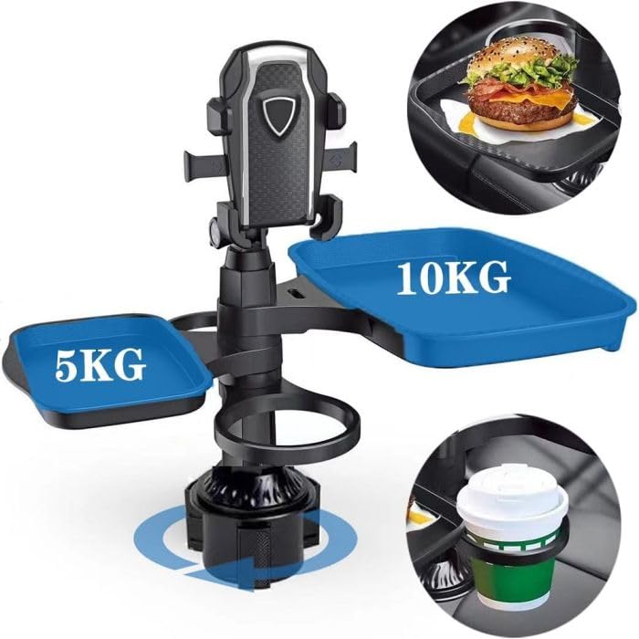 FEELING MALL Car Food Holder Tray,Car 4-in-1 Holder Expander - Adjustable Travel Food Table Tray, Multifunctional Car Holder Expander 360-degree Rotation for Travel Road Trip - Image 5
