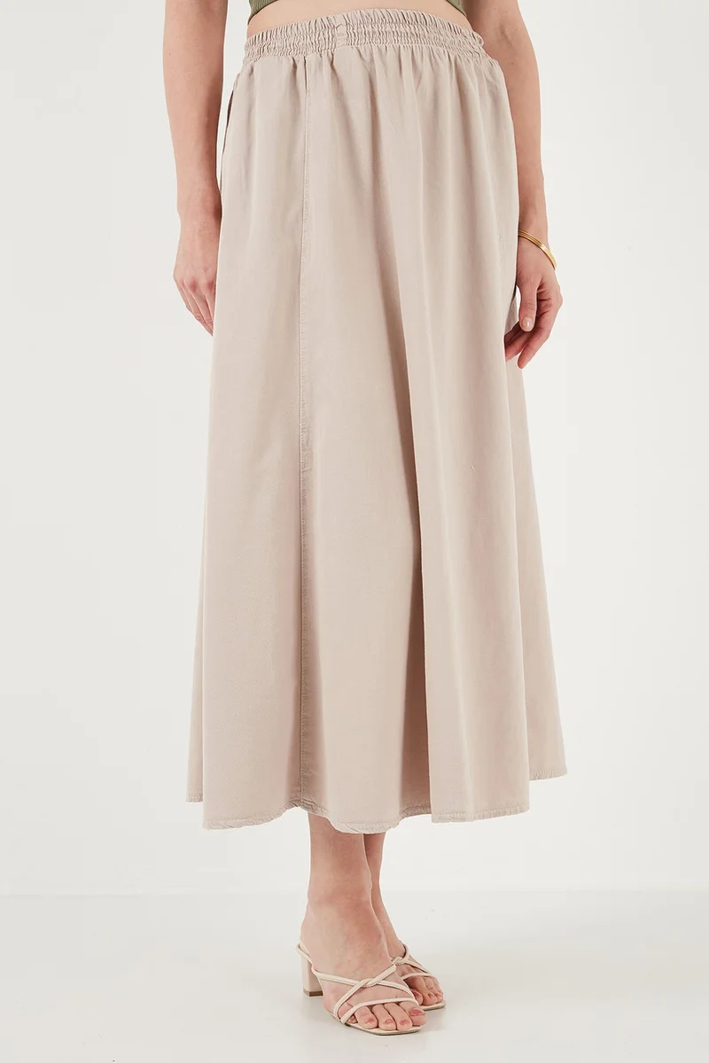 Lela Modest Cotton and Linen Blend High Waist Pocket Long Oversized Hijab Skirt Women's Skirt 668YP4443