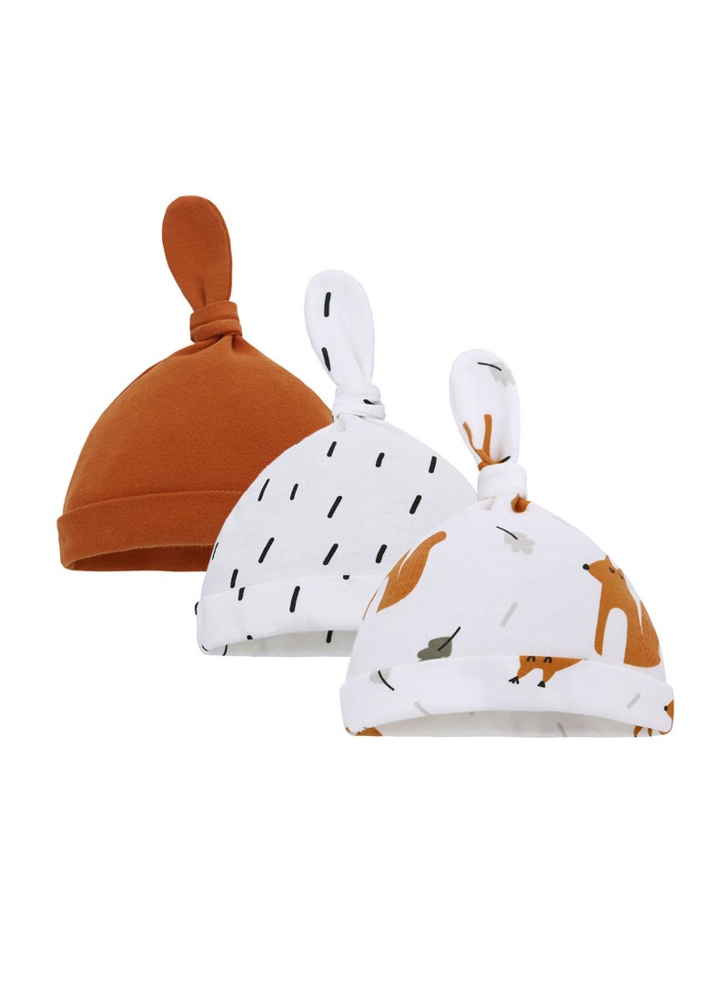 Loquat - Suitable For 0-6 Month Baby Soft Breathable Tire Cap 3 Pieces - Image 1