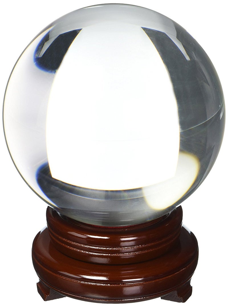 Amlong Crystal Clear Crystal Ball 150mm 6 inch Including Wooden Stand