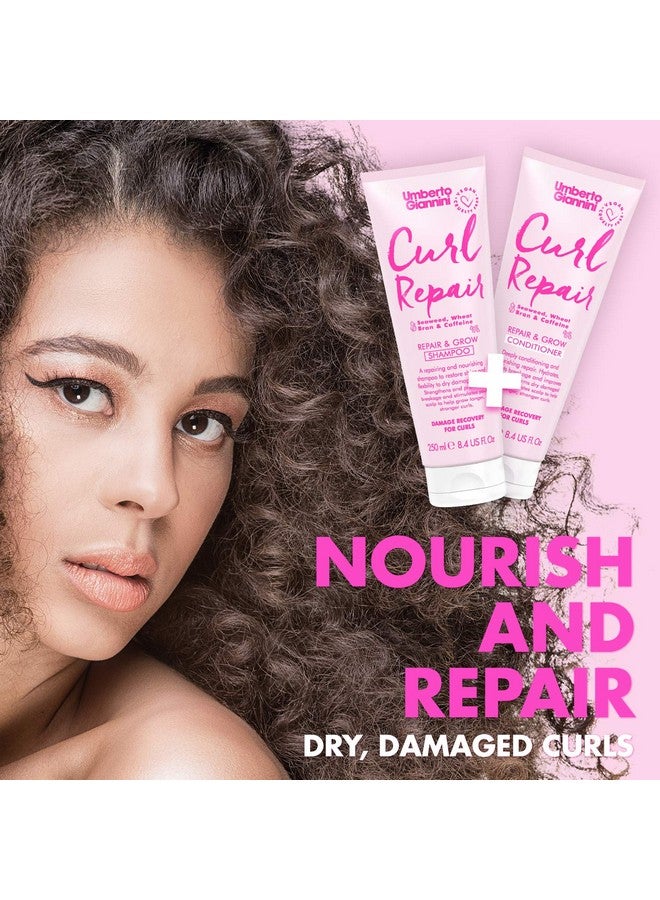 Umberto Giannini Curl Repair Shampoo + Conditioner Set, Vegan & Cruelty Free Repair & Growth Formula with Seaweed, Wheat Bran & Caffeine, 250 ml - Image 3