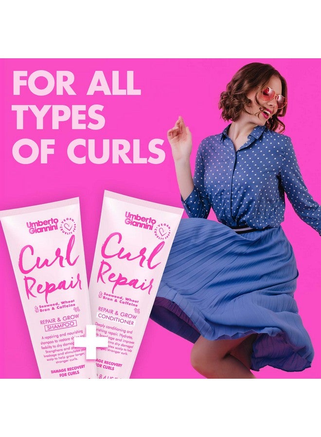 Umberto Giannini Curl Repair Shampoo + Conditioner Set, Vegan & Cruelty Free Repair & Growth Formula with Seaweed, Wheat Bran & Caffeine, 250 ml - Image 4