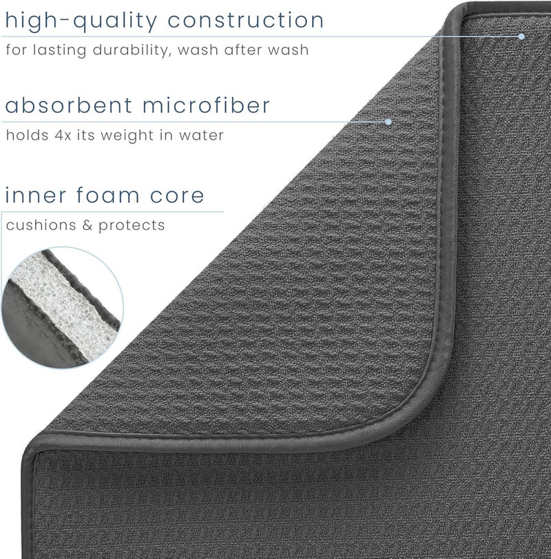 S&T INC. Absorbent, Reversible Microfiber Dish Drying Mat Value Pack for Kitchen, 16 Inch x 18 Inch, 2PK - Image 2