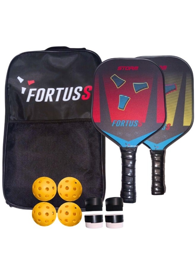 FORTUSS FORTUSS Pickleball Paddles Set of 2, Lightweight Fiberglass Surface, Polypropylene Honeycomb Core, Non-Slip Sweat-Absorbing Grip, Includes 4 Pickleballs, 4 Extra Grips & Portable Carry Bag - Ideal for All Skill Levels. - Image 1