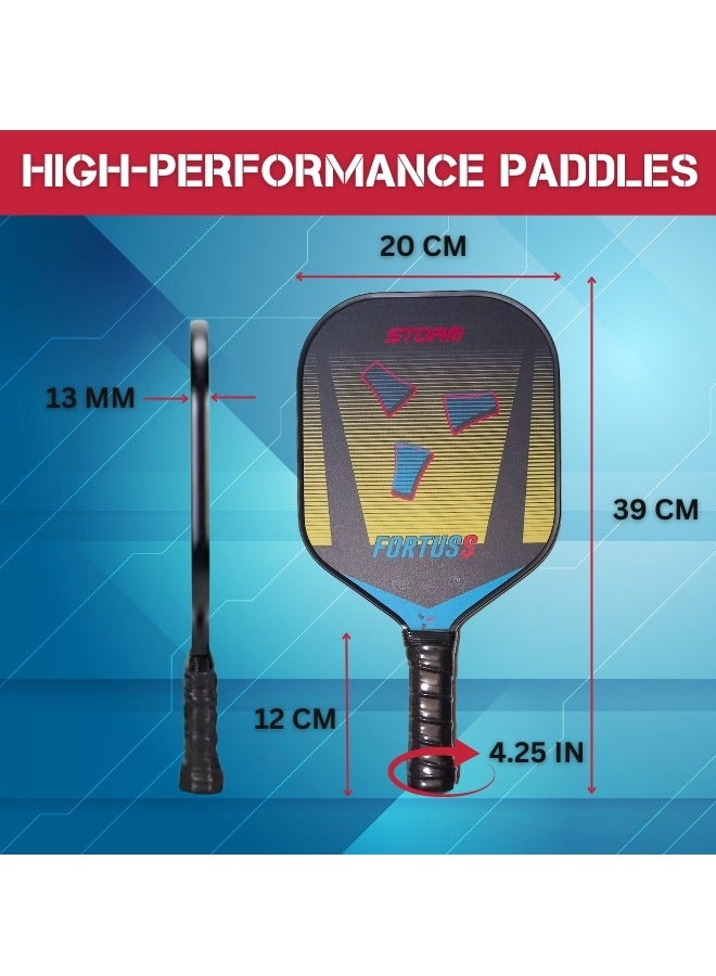 FORTUSS FORTUSS Pickleball Paddles Set of 2, Lightweight Fiberglass Surface, Polypropylene Honeycomb Core, Non-Slip Sweat-Absorbing Grip, Includes 4 Pickleballs, 4 Extra Grips & Portable Carry Bag - Ideal for All Skill Levels. - Image 3