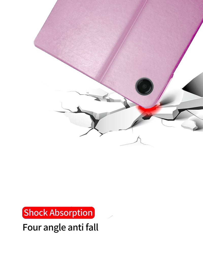BYTER Samsung Galaxy Tab A11 4G 2025 (8.7 inch) Classic PU Leather Trifold Stand Flip Case Cover (TCFPSR) - Pink - Image 5
