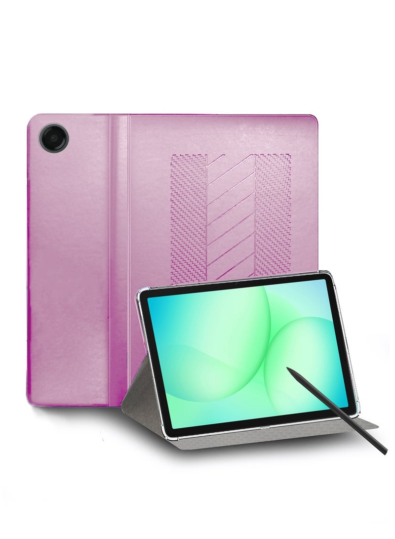 BYTER Samsung Galaxy Tab A11 4G 2025 (8.7 inch) Classic PU Leather Trifold Stand Flip Case Cover (TCFPSR) - Pink - Image 1