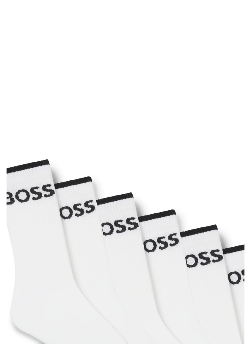 بوس Six-pack of ribbed short socks in a cotton blend