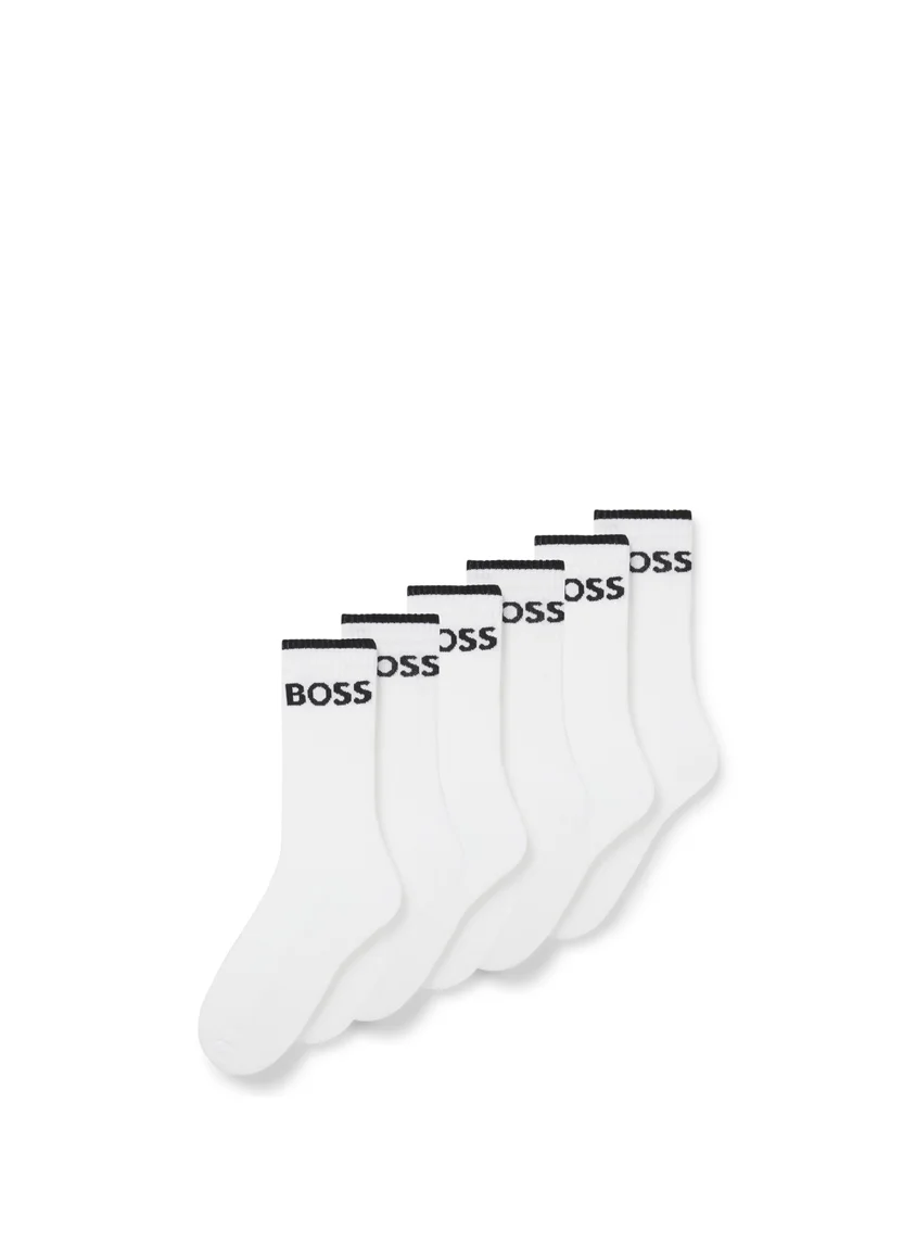 بوس Six-pack of ribbed short socks in a cotton blend