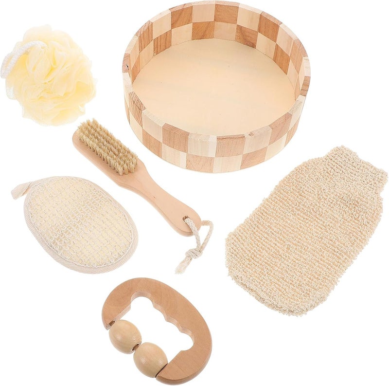 Double-Sided Pumice Stone Back Scrubber and Exfoliating Bath Mitt Set for Body Cleansing and Skin Care, Natural Callus Remover with Massage Function, Bathing Tool for Men and Women - Image 1