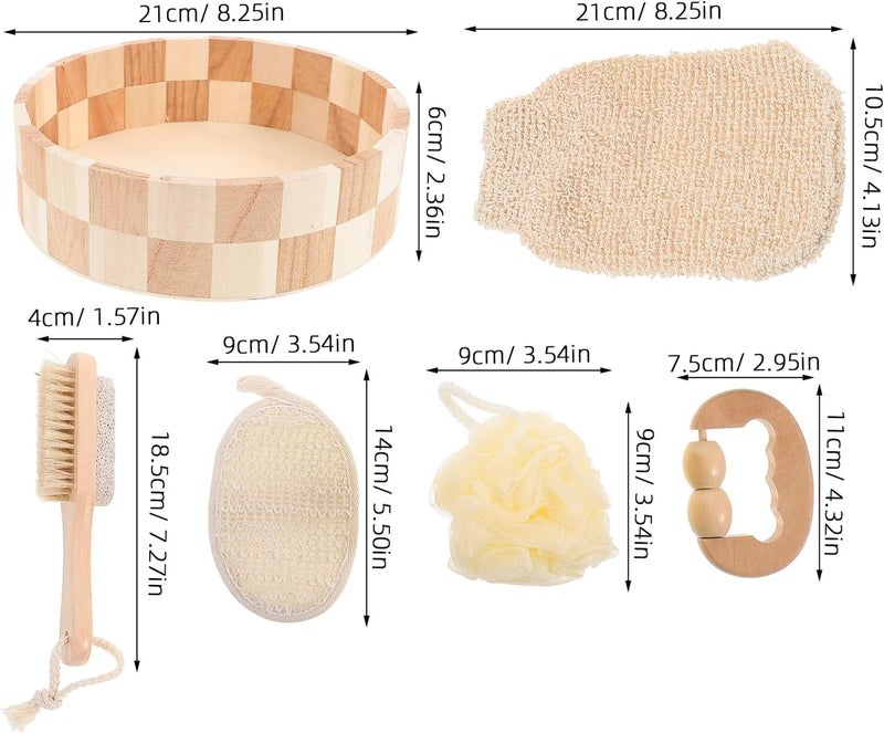 Double-Sided Pumice Stone Back Scrubber and Exfoliating Bath Mitt Set for Body Cleansing and Skin Care, Natural Callus Remover with Massage Function, Bathing Tool for Men and Women - Image 2
