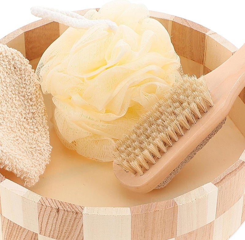 Double-Sided Pumice Stone Back Scrubber and Exfoliating Bath Mitt Set for Body Cleansing and Skin Care, Natural Callus Remover with Massage Function, Bathing Tool for Men and Women - Image 3