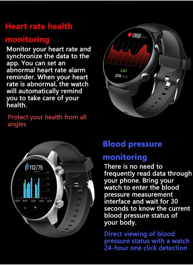 ULHYC - Smart Watch V600 Max Bluetooth Full Touch Screen Call Smartwatch with  ECG and Blood Oxygen Apps Black - Image 1