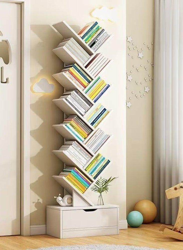Tree-Shaped Wooden Bookshelf, Multi Tier Floor Standing Bookcase Storage Organizer Open Shelf Book Rack for Living Room Study Office Bedroom Decorative Wood Furniture for Books Kids Home Library Plants Small Decor - Image 5