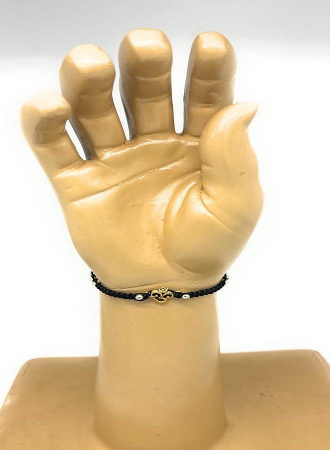 Jyokrish Handmade Adjustable Silk thread Gold Plated Om-2 Religious Symbol bracelet for |Men |Boys |Girls |Women | Free Size |Pack of 1 |Hand band |Lucky Charms (Black) - Image 4