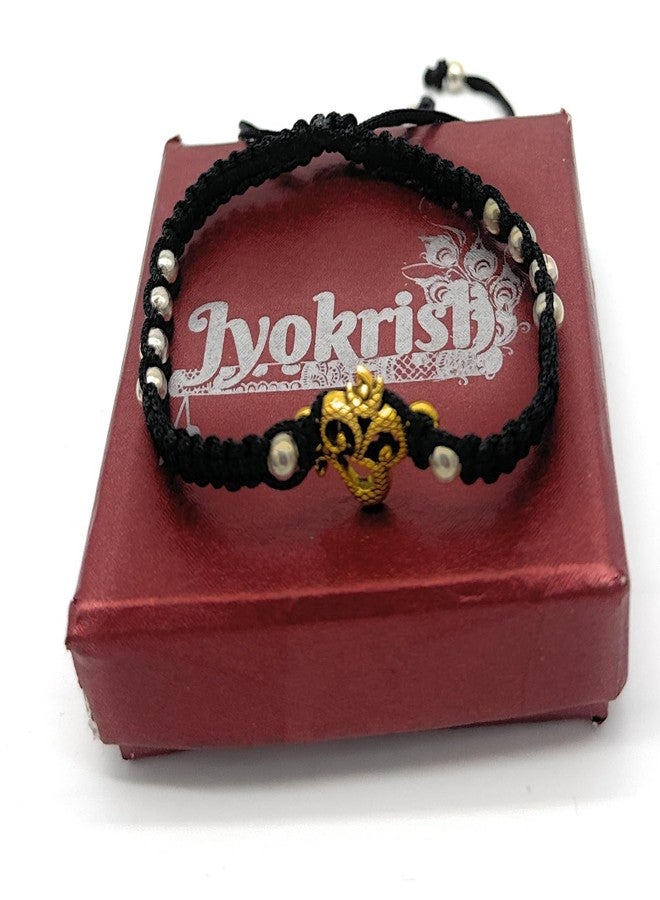 Jyokrish Handmade Adjustable Silk thread Gold Plated Om-2 Religious Symbol bracelet for |Men |Boys |Girls |Women | Free Size |Pack of 1 |Hand band |Lucky Charms (Black) - Image 5