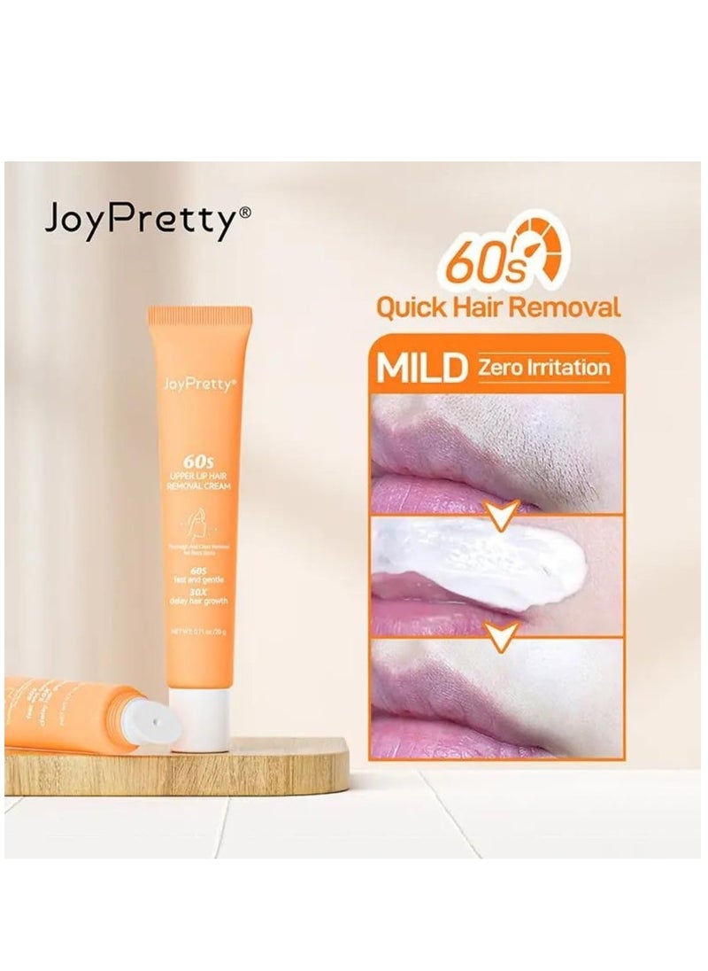 JoyPretty كريم إزالة شعر الشفة العلوية في 60 ثانية كريم إزالة الشعر للشفة العلوية للوجه والذقن سريع ولطيف مع تأخير نمو الشعر 30 مرة، إزالة الشعر المرطب بزيت اللوز ومستخلص الصبار 20 جم  - Image 5