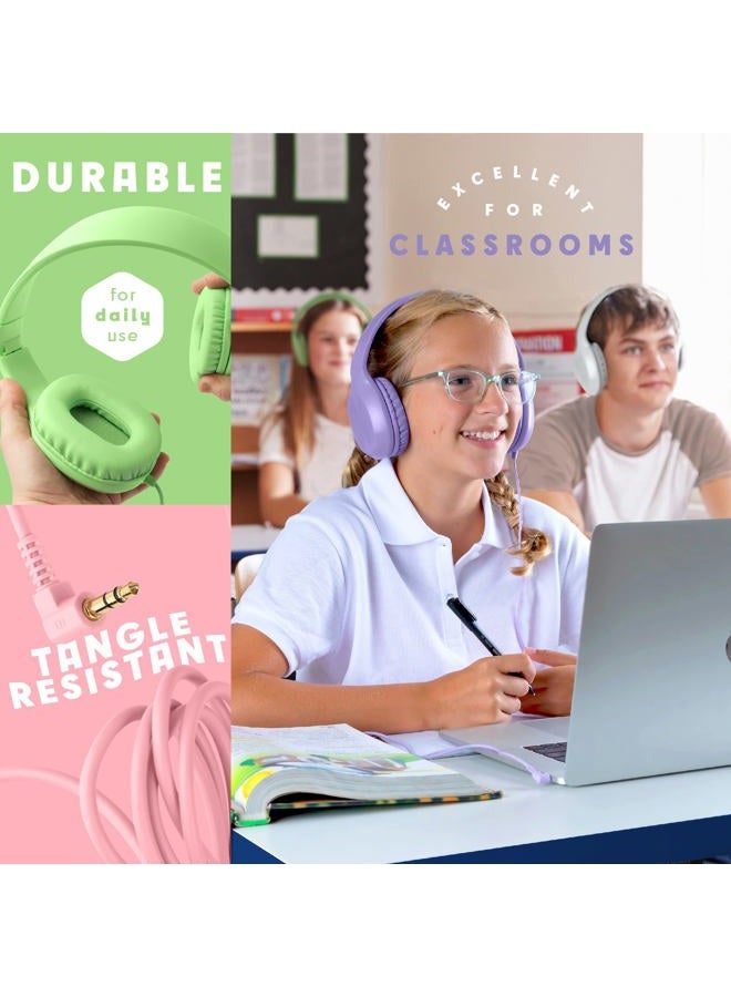 Sonitum Kids Headphones for School Bulk Set 5-Pack On-Ear, 3.5mm, Wired Headphones for Schools & Libraries – Adjustable, Cushioned Headphones (Mixed Colors) - Image 2