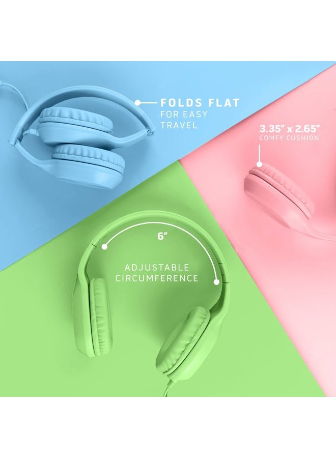 Sonitum Kids Headphones for School Bulk Set 5-Pack On-Ear, 3.5mm, Wired Headphones for Schools & Libraries – Adjustable, Cushioned Headphones (Mixed Colors) - Image 4