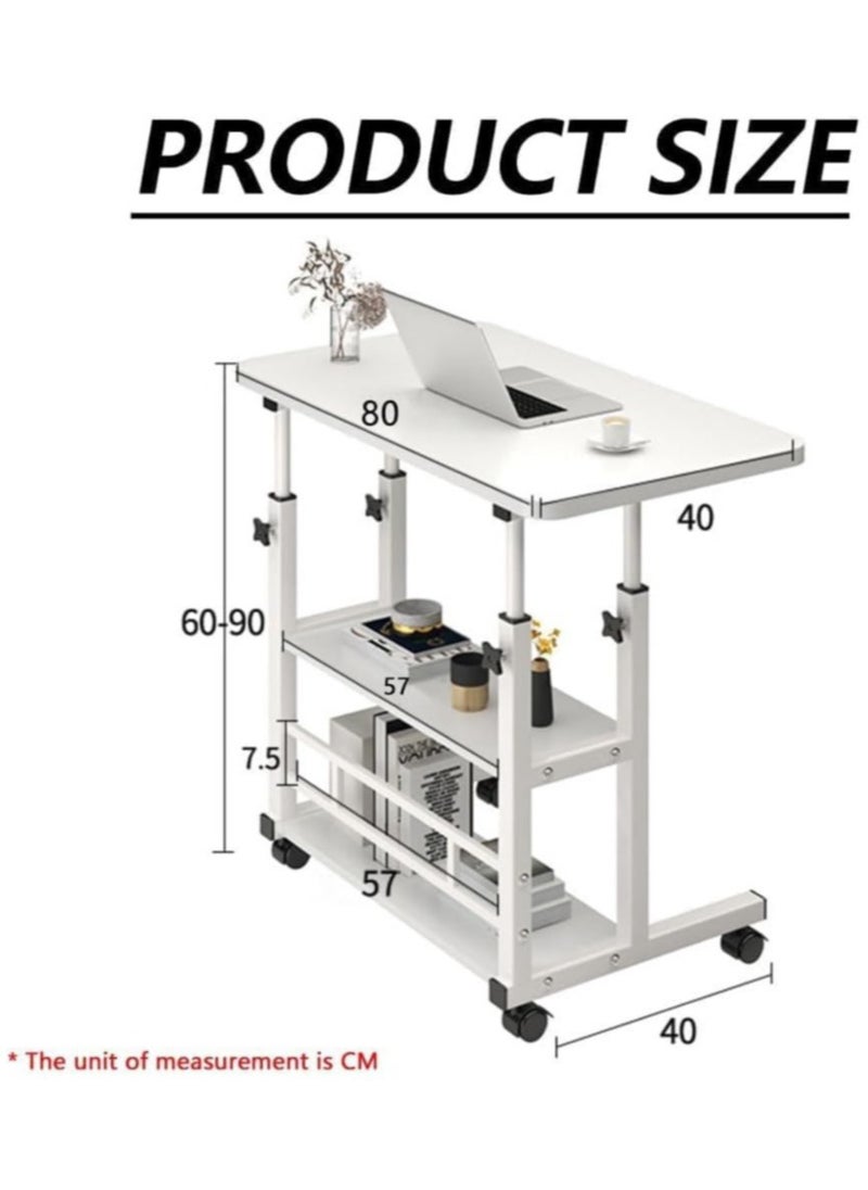 VUCATIN - Standing Desk Adjustable Height Mobile Stand Up Desk with Wheels Portable Rolling Desk Small Computer Desk Portable Laptop Desk Standing Table Sit Stand Home Office Desks Rustic (White) - Image 1