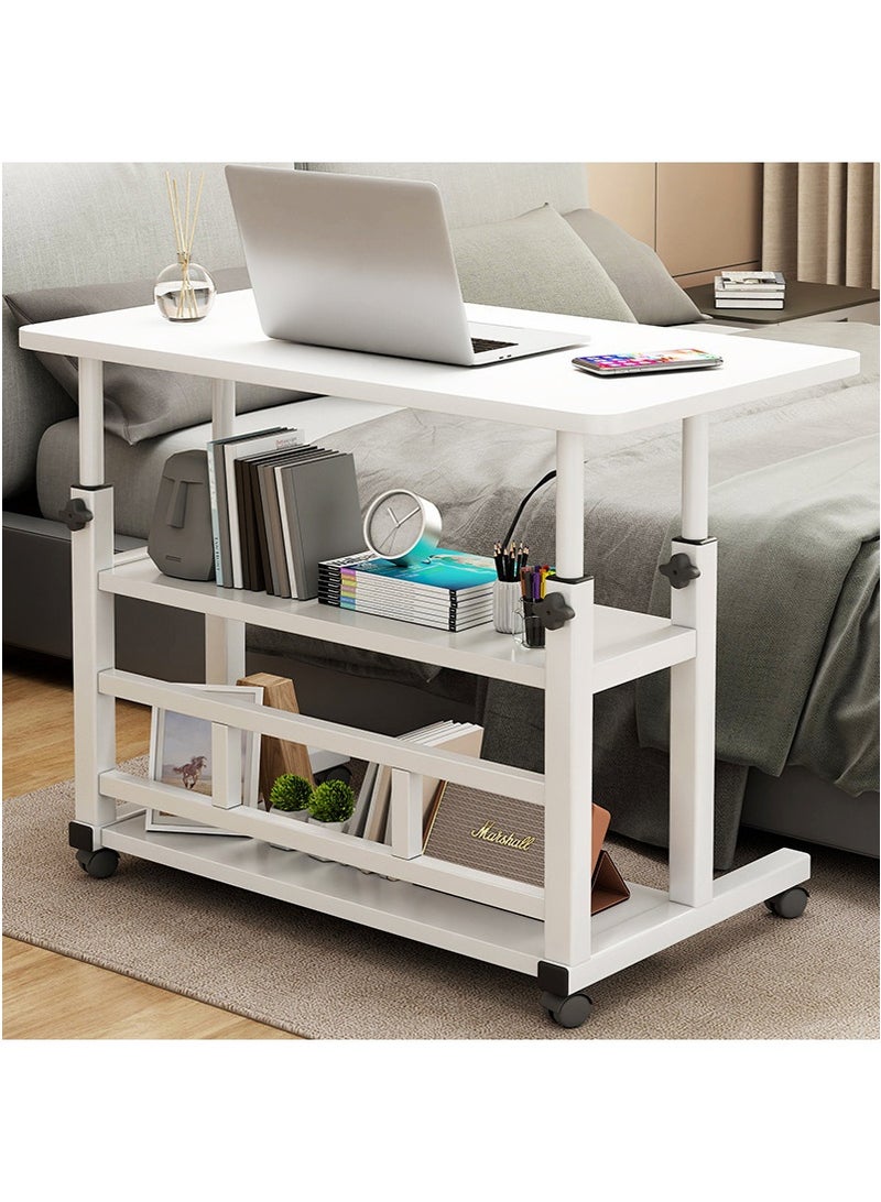 VUCATIN Height Adjustable Rolling Laptop Bedside Tray - Mobile Side Table for Couch, Bedroom & Living Room, Multi-Functional Small Desk for Dining and Study (80x40cm, White) - Image 1