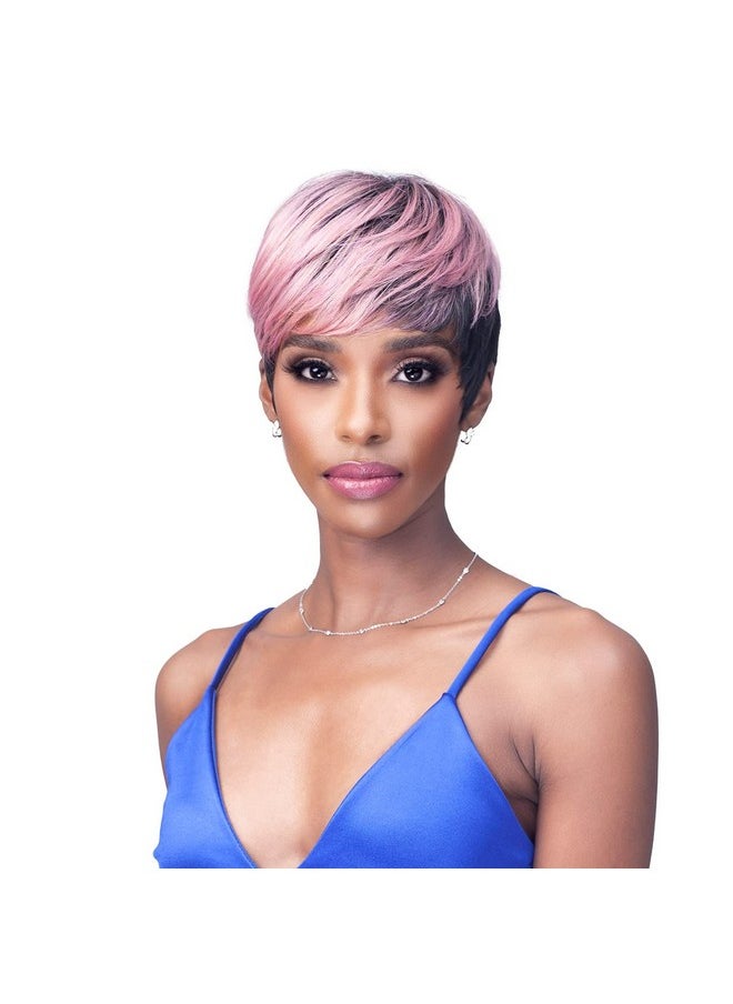 BOBBI BOSS Premium Synthetic Hair Wig M1051 Tisha Short Pro Cut Salon Style Hair Wig With Safe Heat Styling (1B Natural Black)  - Image 1