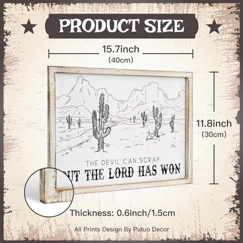 Putuo Decor Bohemian Western Wall Decor Artistic Cowboy Prints Square Wall Pediments for Living Room and Hallway Cactus - Image 3
