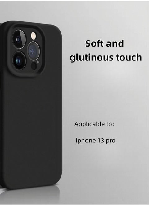 IPhone 13 Pro 6.1-inch liquid silicone rubber phone case, luxurious cover coating, silky soft touch, full body protection phone case, shockproof shell, with ultra-fine fiber lining (black)