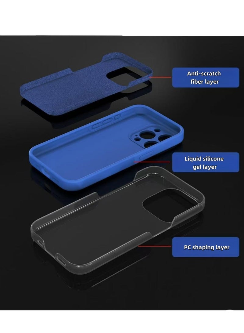 IPhone 13 Pro 6.1-inch liquid silicone rubber phone case, luxurious cover coating, silky soft touch, full body protection phone case, shockproof shell, with ultra-fine fiber lining (black)
