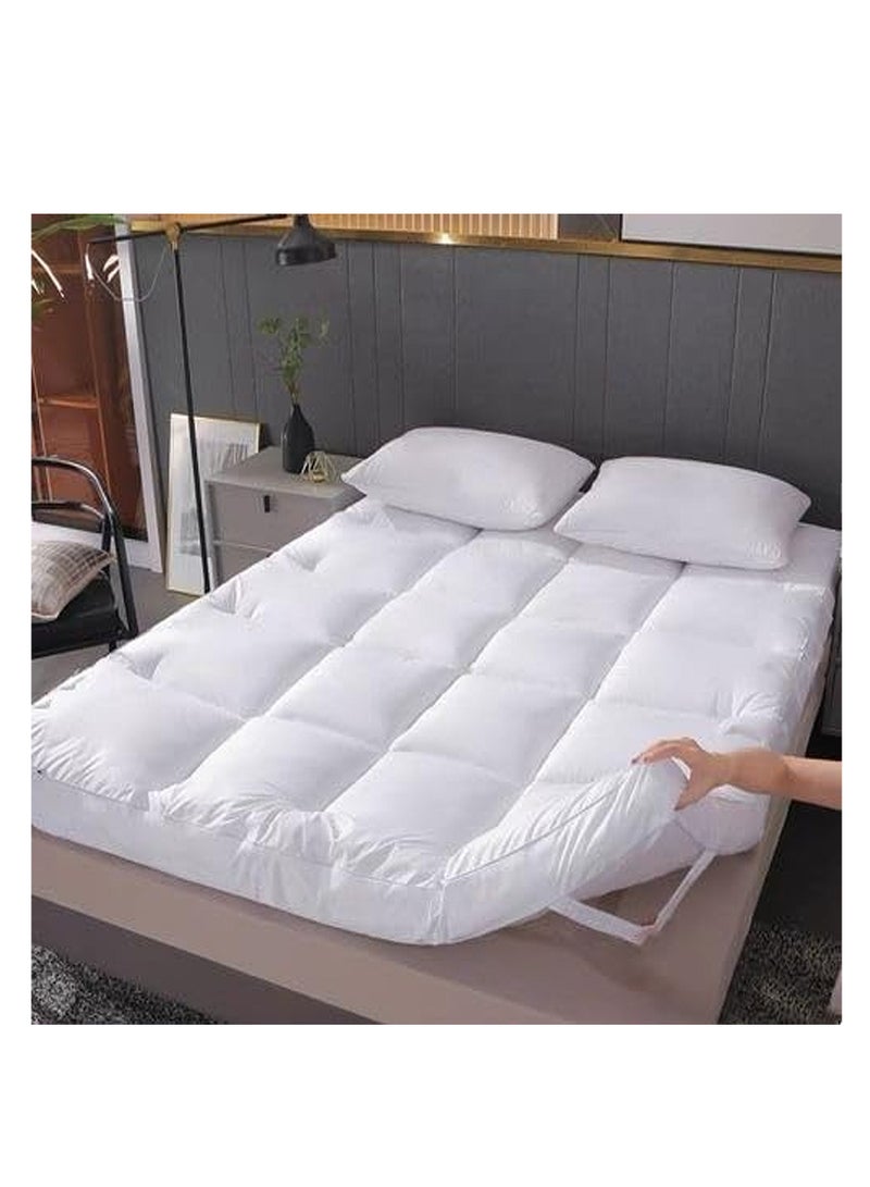 The Home Mart Home Mart Ultra-Plush Queen Size Mattress Topper (150x200 cm) – 600 GSM Extra Thick 100% Microfiber Fill, Firm Support, Super Soft Brushed Fabric, Deep Pocket Design with 4-Way Stretch Elastic Straps - Image 3