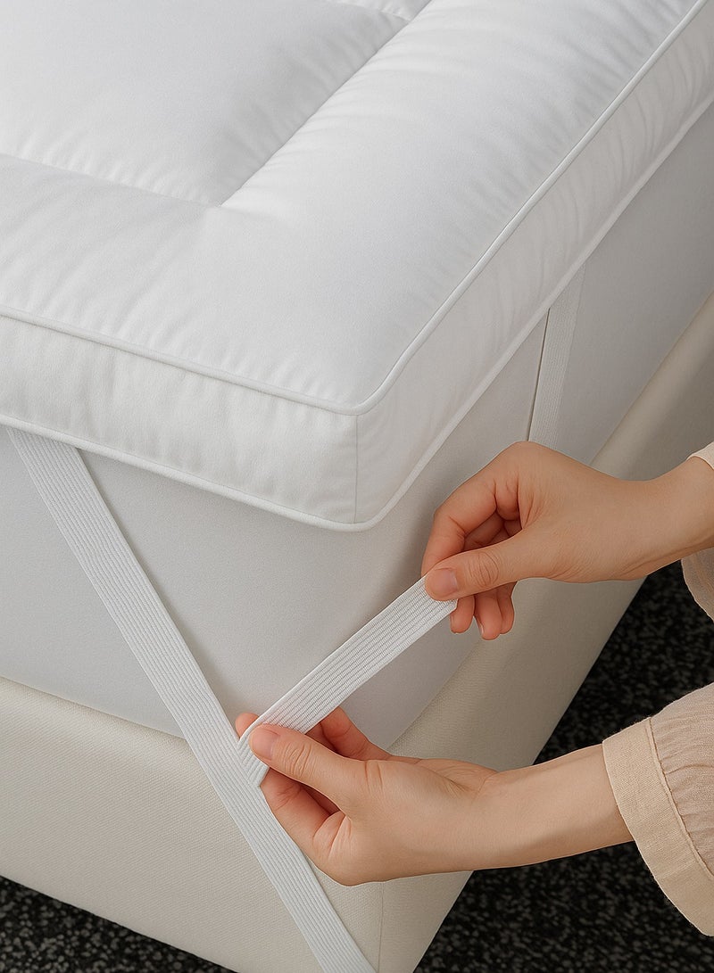 The Home Mart Home Mart Ultra-Plush Queen Size Mattress Topper (150x200 cm) – 600 GSM Extra Thick 100% Microfiber Fill, Firm Support, Super Soft Brushed Fabric, Deep Pocket Design with 4-Way Stretch Elastic Straps - Image 4