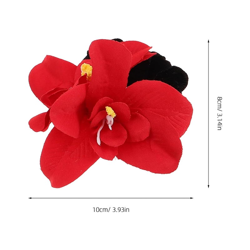 5pcs Stretchy Flower Hair Scrunchies Elastic Ponytail Holders Floral Hair Accessories for Women Bridal Beach Hairstyling - Image 2