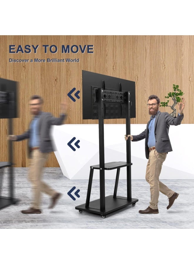 Mobile Rotating TV Stand 32-70 Inch – Adjustable Height, Lockable Wheels, Supports up to 100 lbs - Image 2