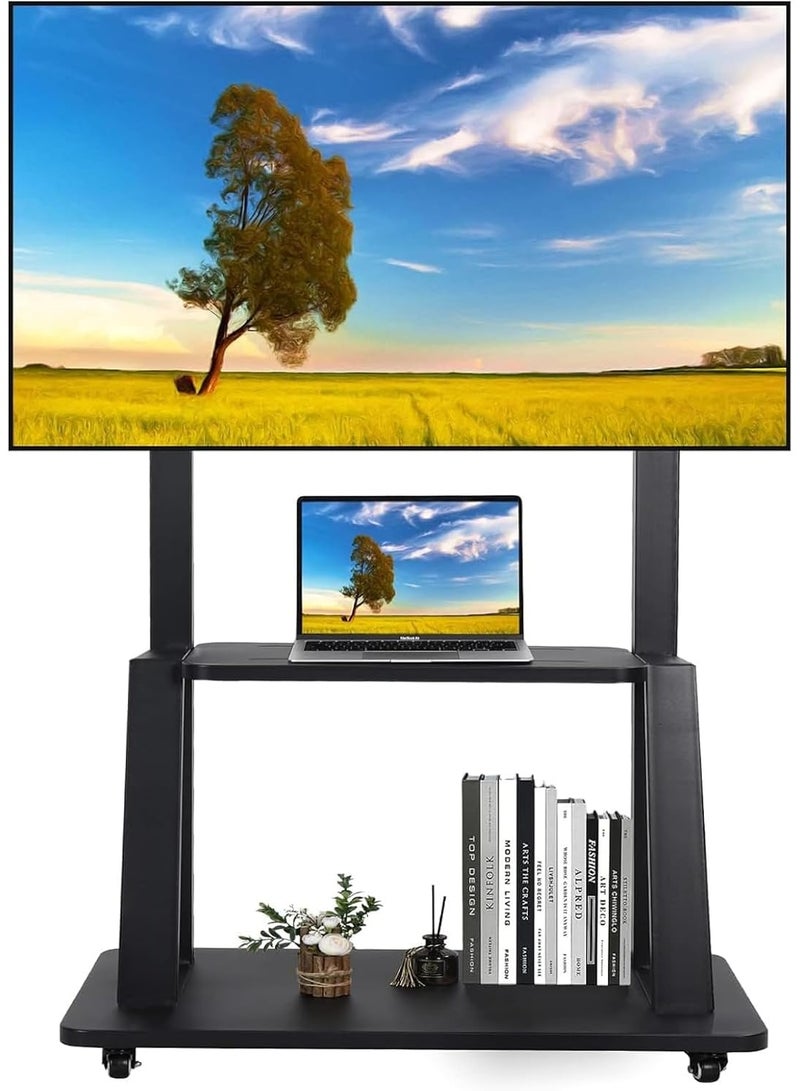 Mobile Rotating TV Stand 32-70 Inch – Adjustable Height, Lockable Wheels, Supports up to 100 lbs - Image 1