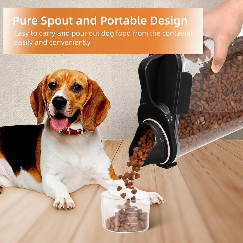 LEAWALK 3-5LBS Airtight Pet Food Storage Containers PBA-free, With Large Nozzle/Measuring Cup/ 4 Press Buckle for Dogs, Cats, Birds, Chicken Lndoor and Outdoor Use -Black 2-pack - Image 2