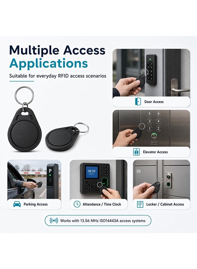 بطاقات NFC Tag215، سلسلة مفاتيح NFC سوداء، بطاقة NFC قابلة لإعادة الكتابة، بطاقة عمل NFC، بطاقة NFC قابلة للبرمجة، ذاكرة 504 بايت، متوافقة مع أجهزة أندرويد وآيفون (NFC215BLACK-10PCS) - Image 5