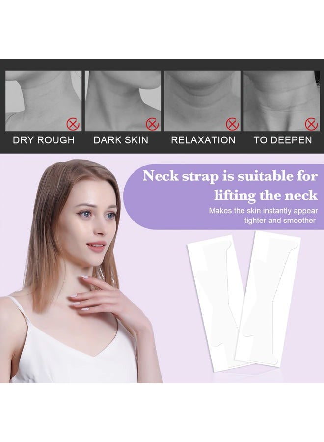 Neck Lifting Tapes, 10pcs Neck Wrinkle Bands Invisible Anti-Wrinkle Neck Lift Stickers for Instant Neck Skin Lifting (Elastic Translucent Stickers) - Image 3