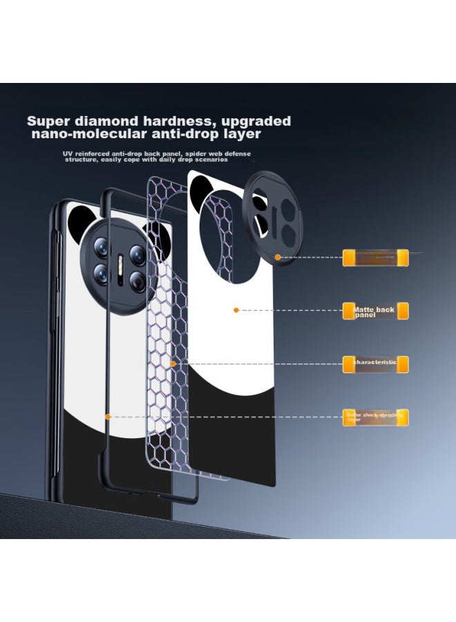 كيكل Keklle غطاء هاتف لـ Huawei Mate X5, واقي لـ Huawei هاتف بشاشة قابلة للطي Mate X5/x3/إصدار جامع, طلاء كهربائي غير لامع مضاد للسقوط بسيط للعمل, رمال الريشة أسود - Image 4