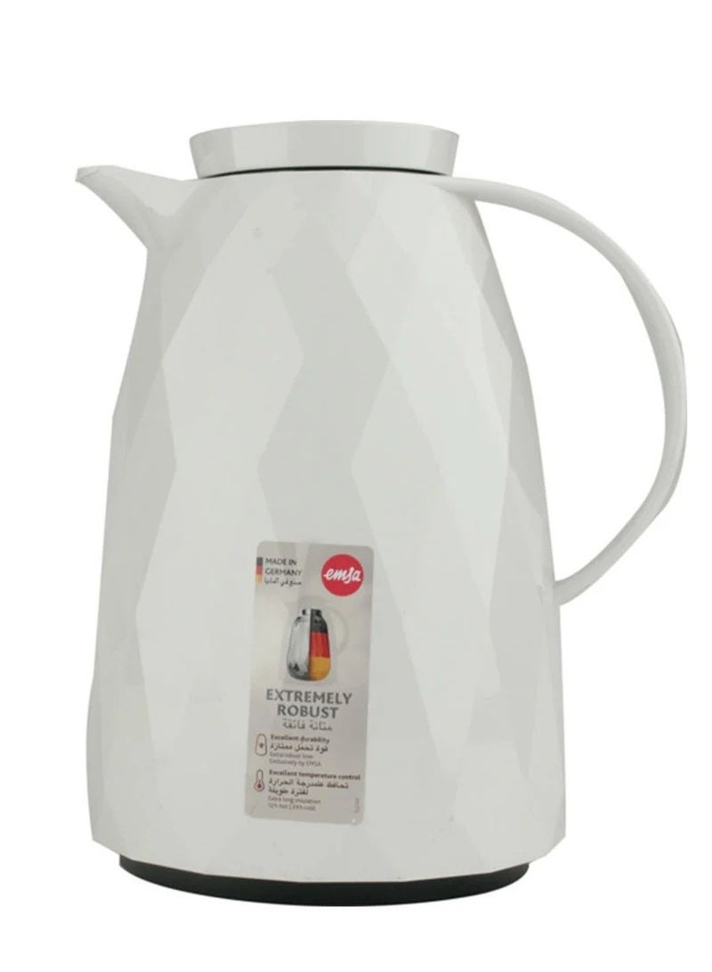 EMSA German Thermos, white, wavy, with a luxurious design, 1.5 liter capacity