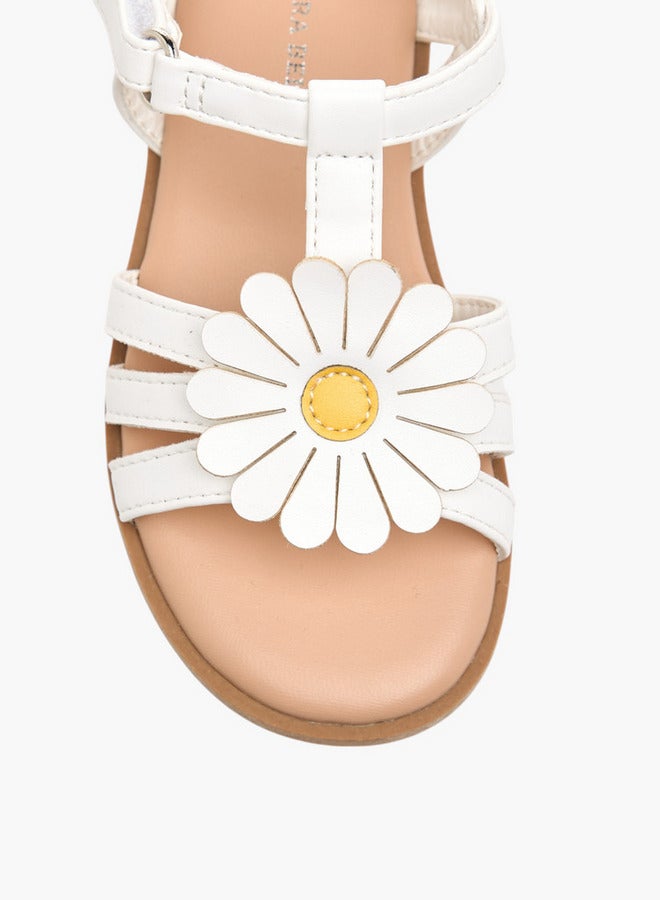 Flora Bella By Shoexpress Applique Detail Sandals with Hook and Loop Closure  - Image 3