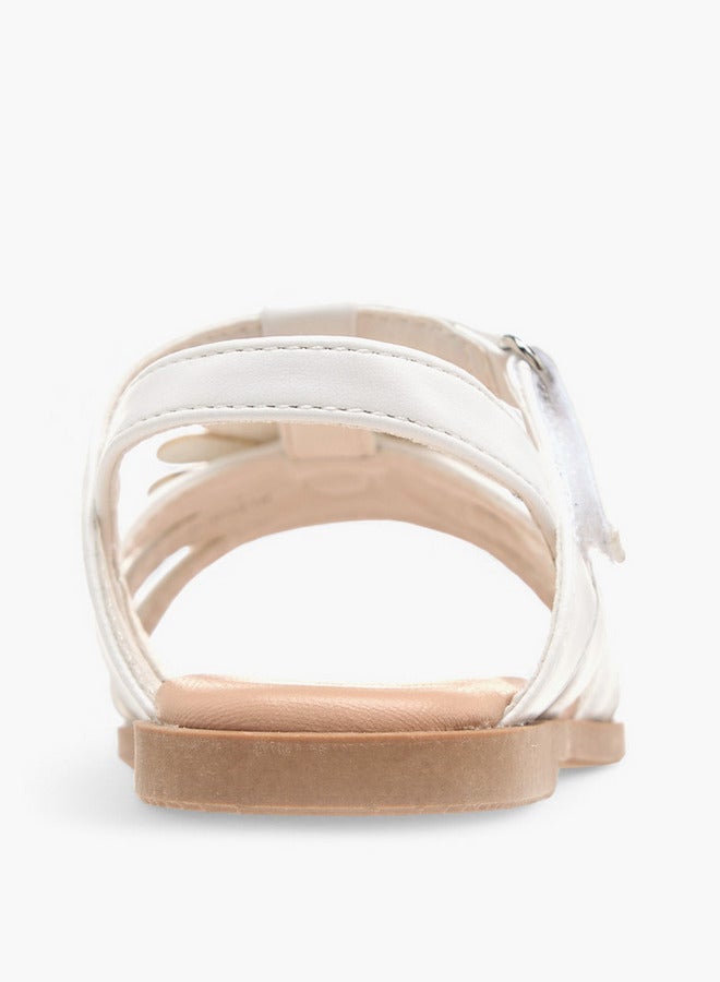 Flora Bella By Shoexpress Applique Detail Sandals with Hook and Loop Closure  - Image 4
