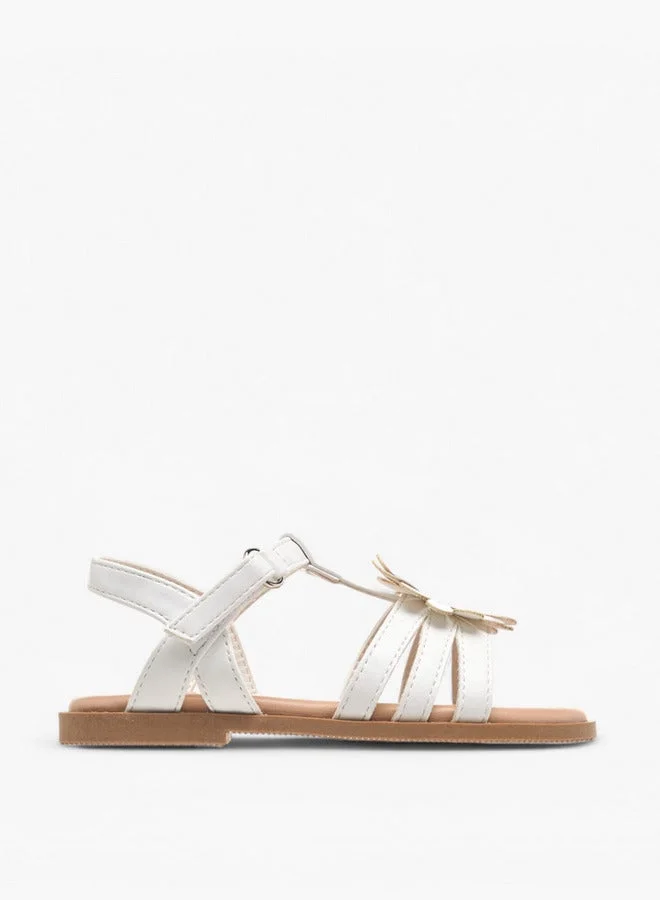 Applique Detail Sandals with Hook and Loop Closure