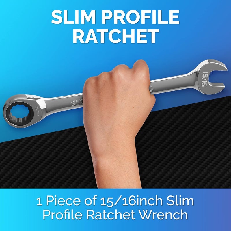 TOOLGUARDS 15/16'' Wrench - Ratcheting Wrench - Slim Profile - Ratchet Wrench - 100% Lifetime Satisfaction Guarantee - Image 2