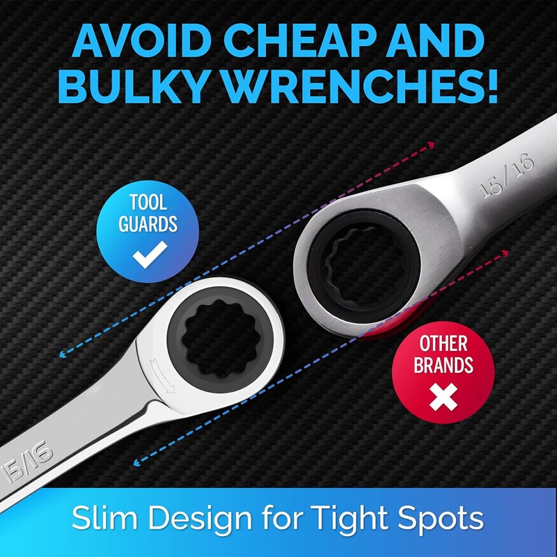 TOOLGUARDS 15/16'' Wrench - Ratcheting Wrench - Slim Profile - Ratchet Wrench - 100% Lifetime Satisfaction Guarantee - Image 3