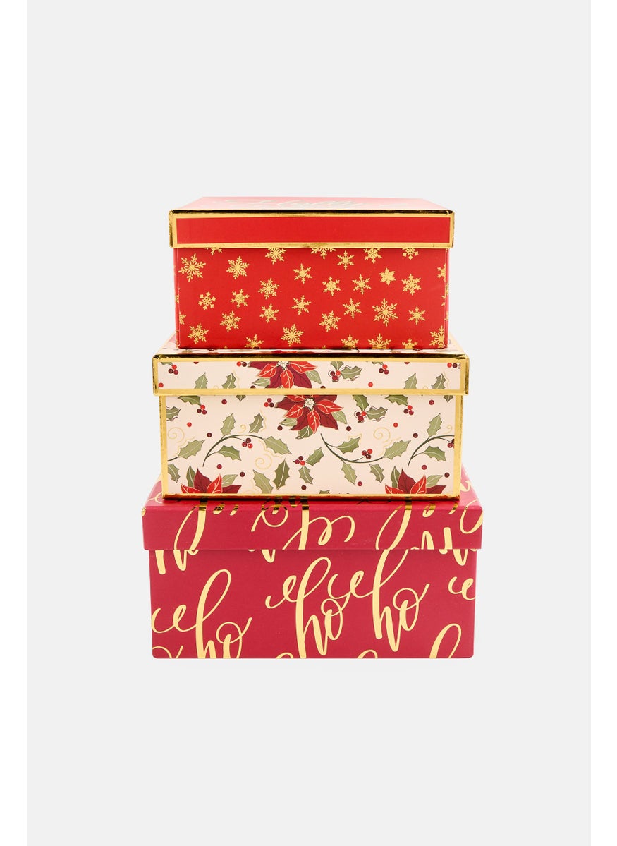 VOTUM 3 Piece Allover Printed Gift Box, Multicolor  - Image 1