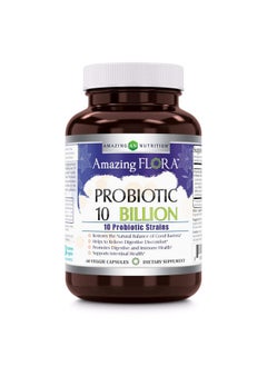 Amazing Flora Probiotic 10 Best Probiotics Strains Veggie Capsules Including Acidophilus Plantarum Rhamnosus Etc * Supports Digestive & Immune Health * (10 Billion 60 Count)  - Image 2