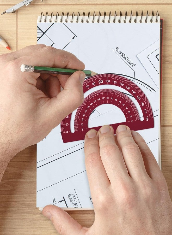 Honagu Triangular Ruler Set, 4 Pieces Aluminum Alloy Ruler, Metal Drafting Ruler, Geometric Protractor for Students, Draftsmen, Engineers, School Office Supplies (Rose Red) - Image 4