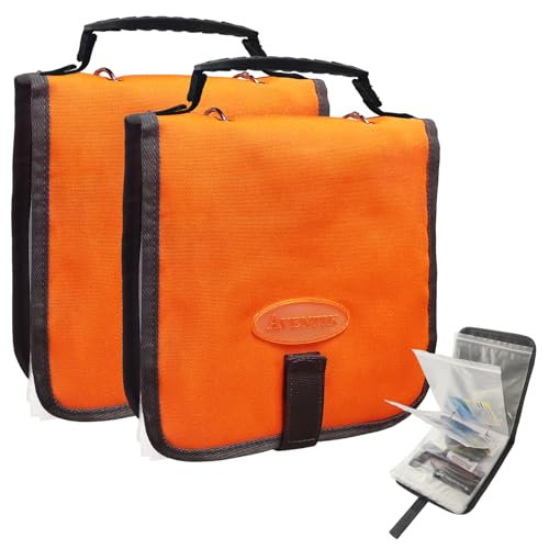 Aventik Fishing Tackle Binder Soft Cover Fishing Bait Organized Storage Rig Bag Soft Bait Binder Saltwater Resistant Fishing Bag 85x85x11inch2xorange - Image 1